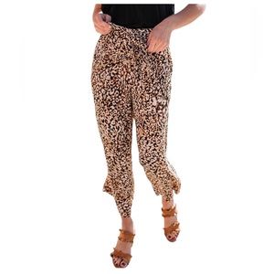June & Hudson Animal Print Crop Wide Leg Pants w/ Tie XL